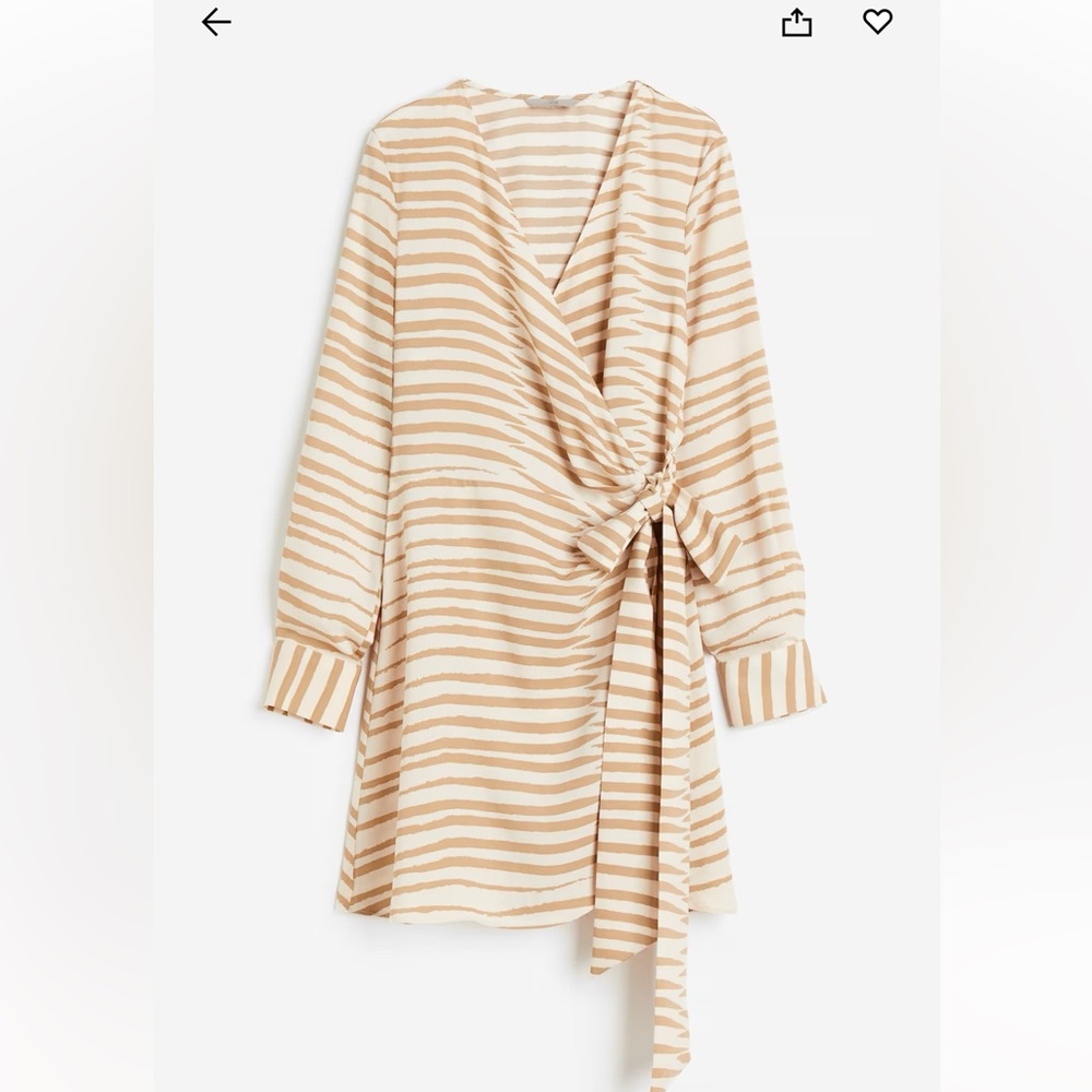 H&M Long Sleeve Dress in Cream and Tan Stripes